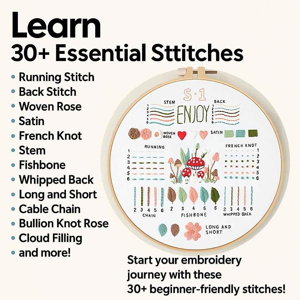 Learn 30 stitches embroidery guide