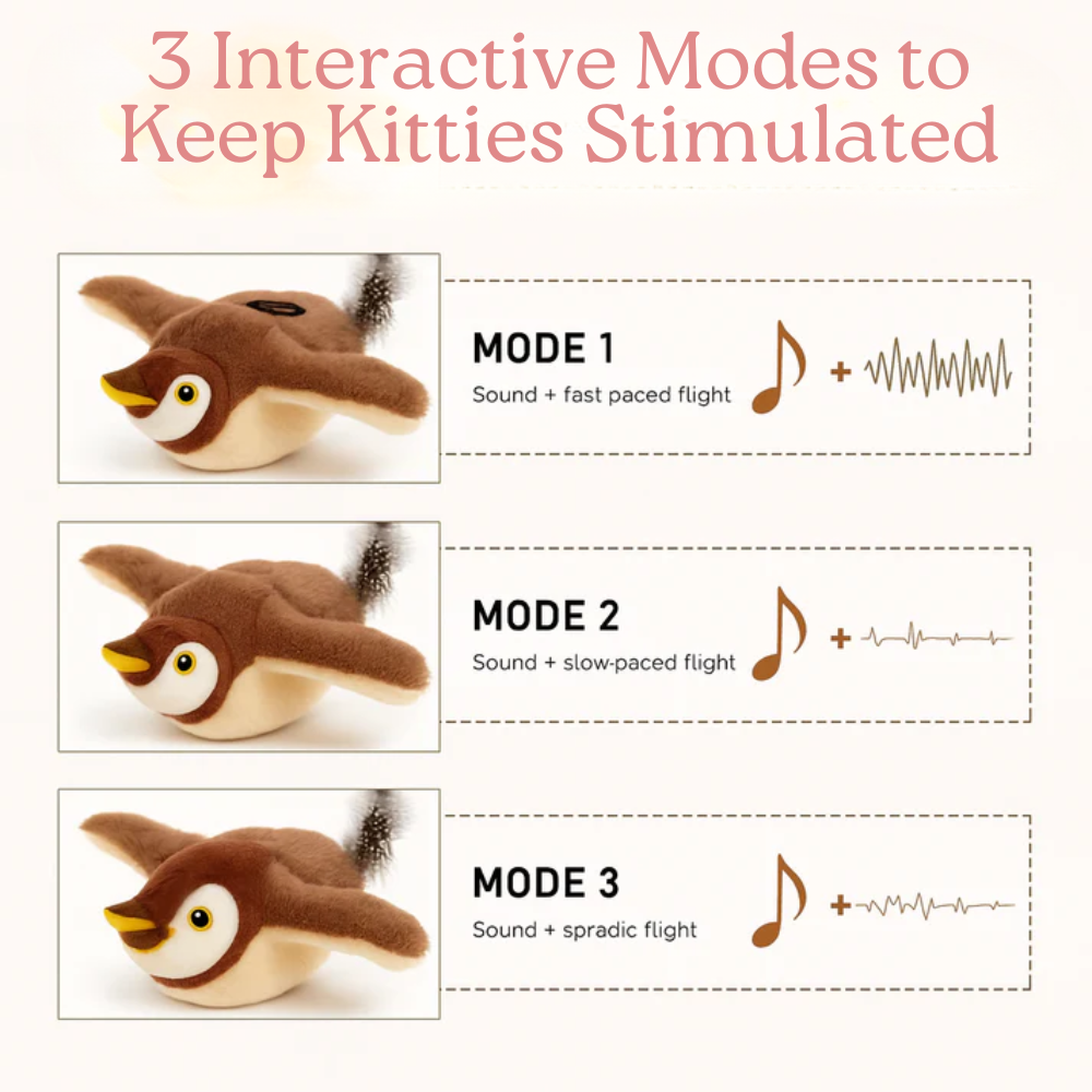 Rechargeable flapping bird cat toy modes