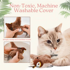 Washable cover detail for flapping bird cat toy