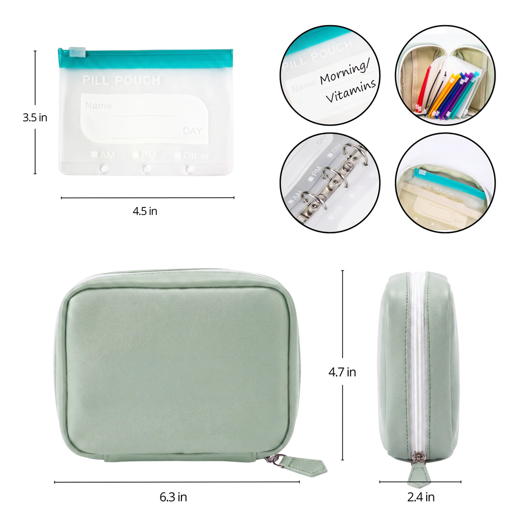 Travel Pill Organizer Bag — Mint Green product view 6