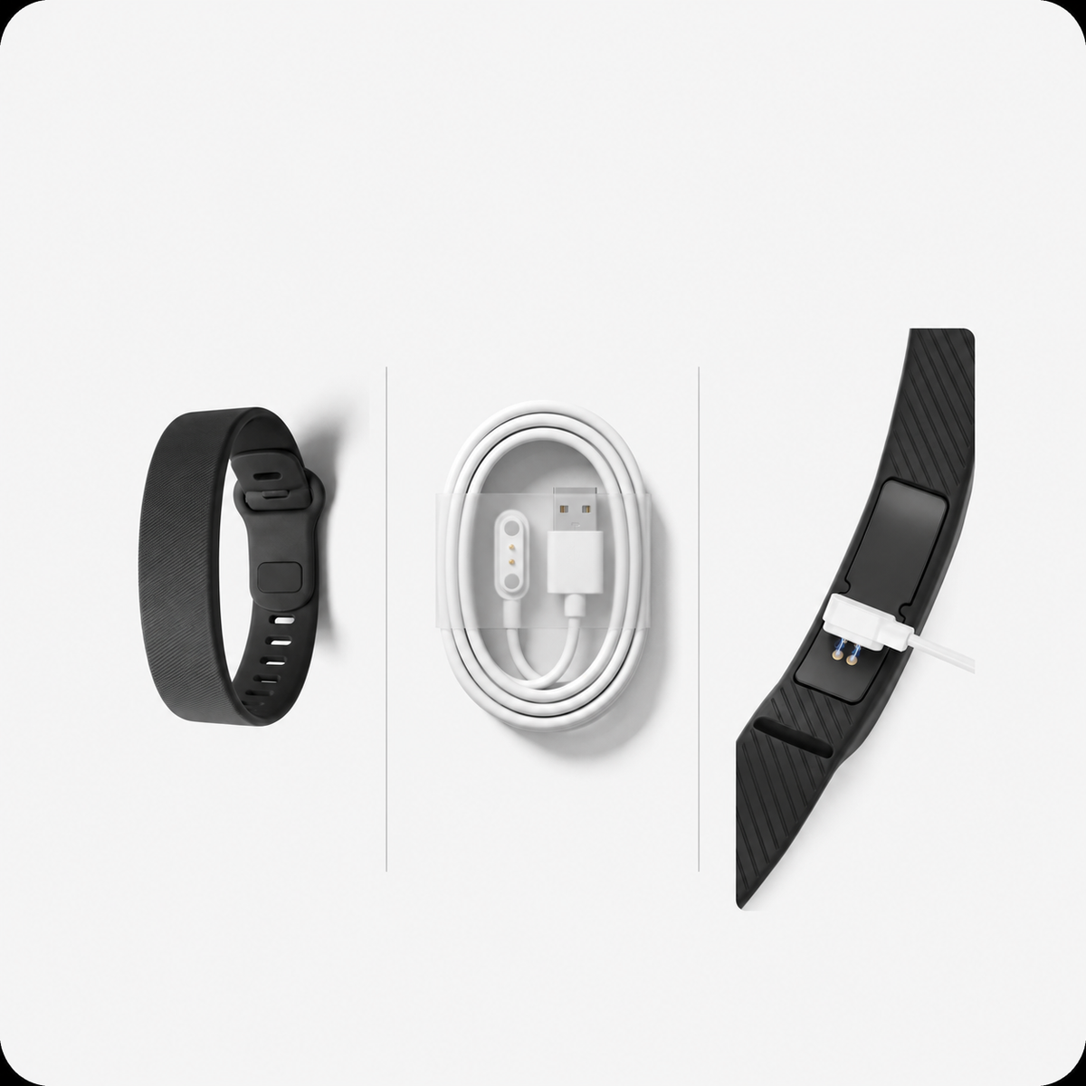 Alarm band and magnetic charging connection